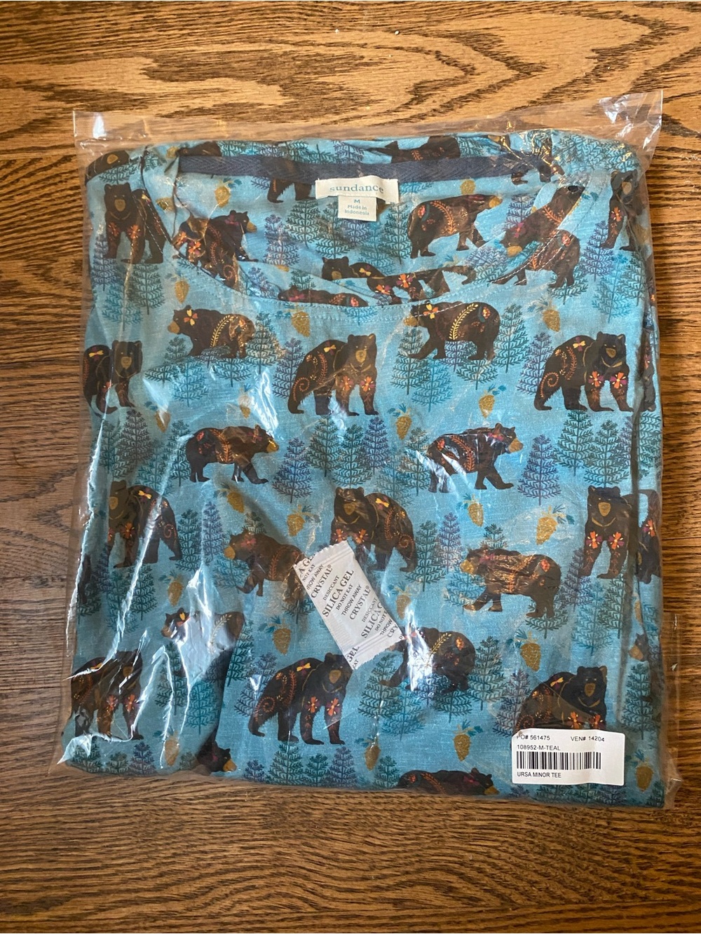 Sundance Teal Bear Print Long sleeve Tee with Brown Bears